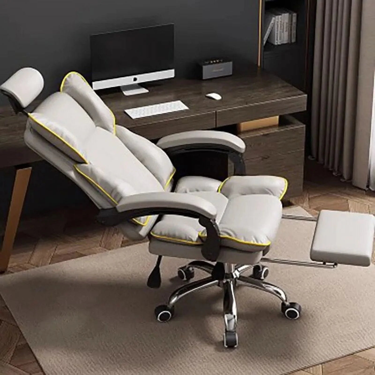 Leather Office Chair with Footrest and Wheels O360460