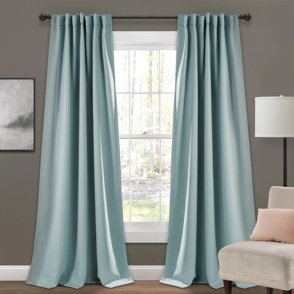 Blue 95" x 52" Insulated Back Tab Blackout Window Panel Pair I922