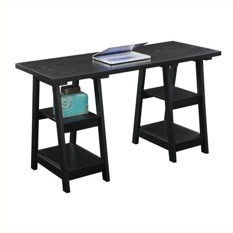 Black Double Trestle Desk B78589