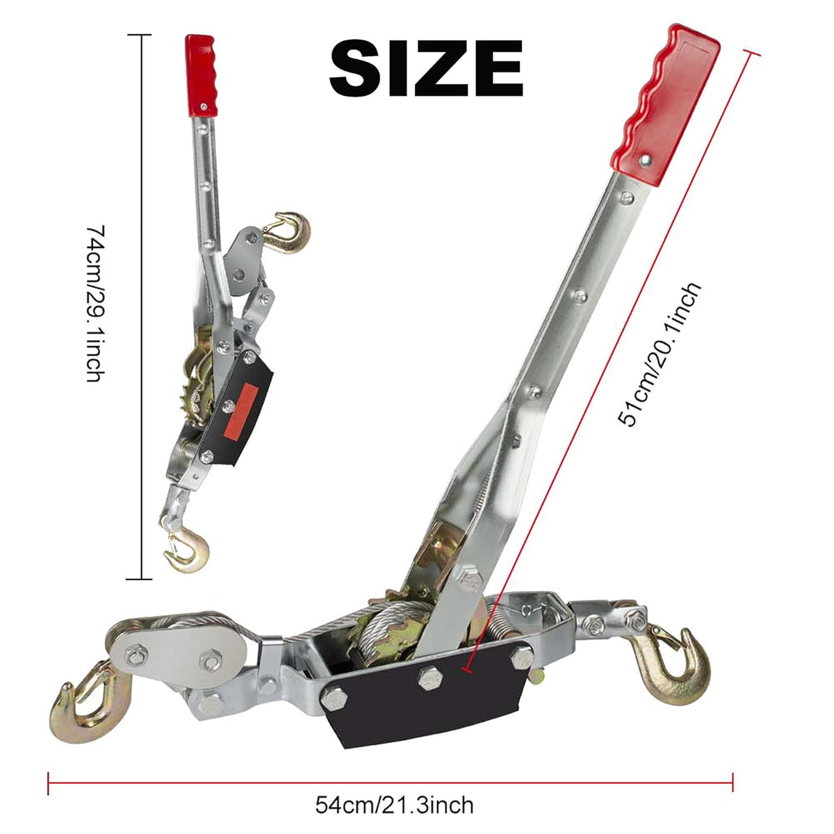8000lb 2 Gear 2 Hooks Ratchet Puller with Cable Rope, Pack of 2 G1078
