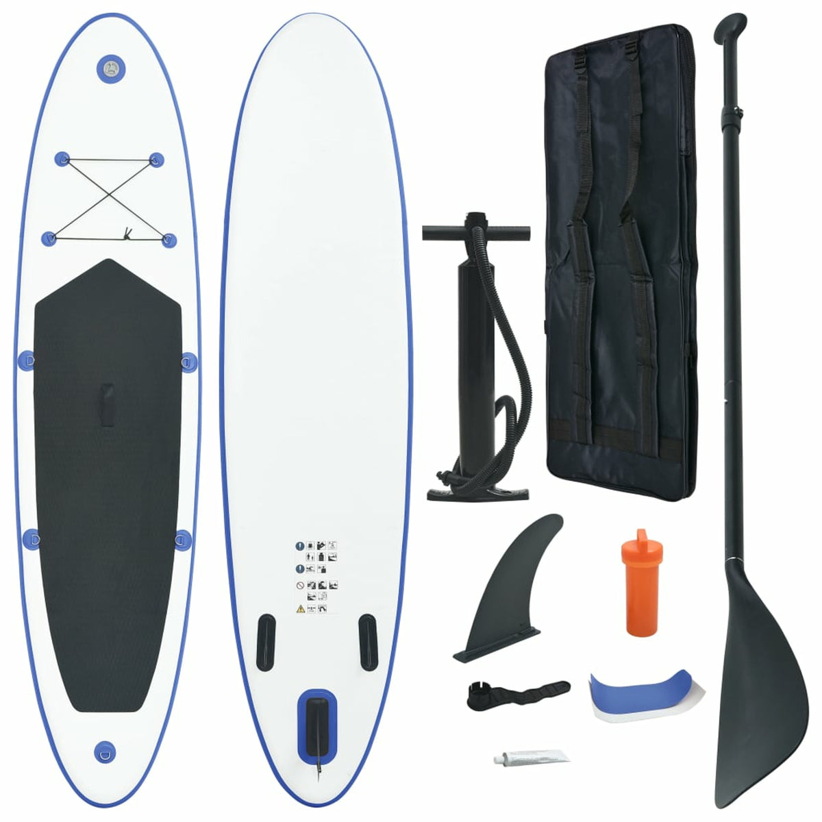 Blue and White Inflatable Paddle Board Set Y97845