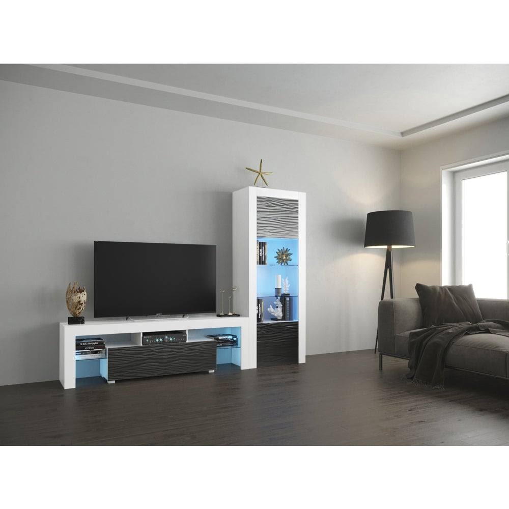 Black Modern Wall Unit Entertainment Center H55461