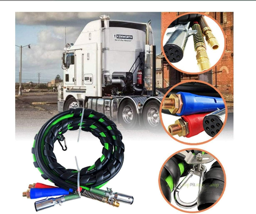 12 Ft 3-in-1 Air Power Line Hose Wrap Air Line Hose Assemblies for Semi Truck Tractor Trailer D894572