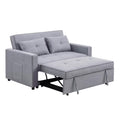 Light Gray Linen Fabric 3-in-1 Convertible Sleeper Loveseat U23678