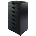 7-Drawer Wood Filing Cabinet Mobile Storage Cabinet Black B30296