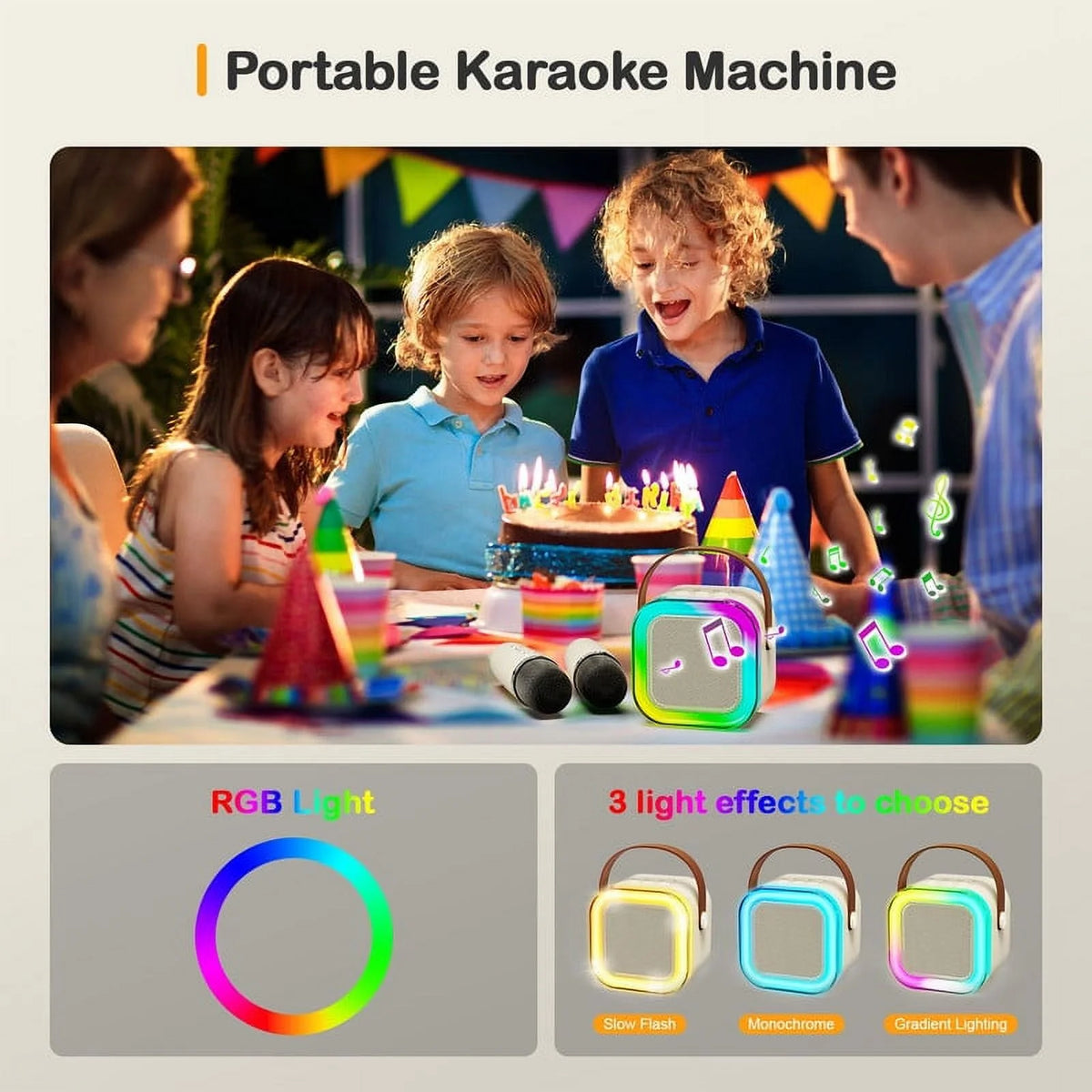 Kids Karaoke Machine with 2 Wireless Microphones H908