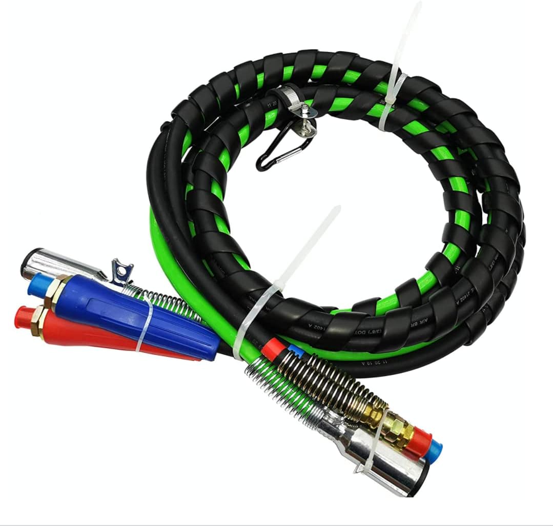 12 Ft 3-in-1 Air Power Line Hose Wrap Air Line Hose Assemblies for Semi Truck Tractor Trailer D894572