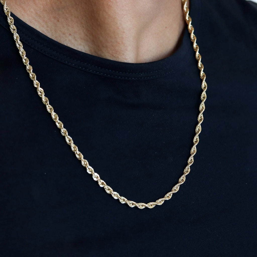 14K Solid Gold Rope Chain Necklace 4mm 16" - 24" N26577