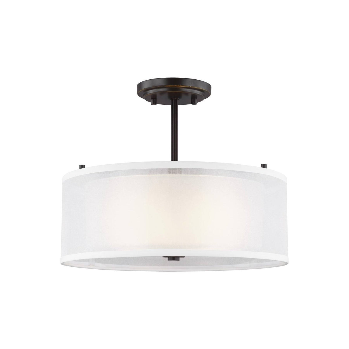 Brushed Nickel 2-Light LED Semi-Flush Mount P2396