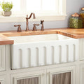 Single Basin Fireclay Farmhouse Sink with Fluted Front H261