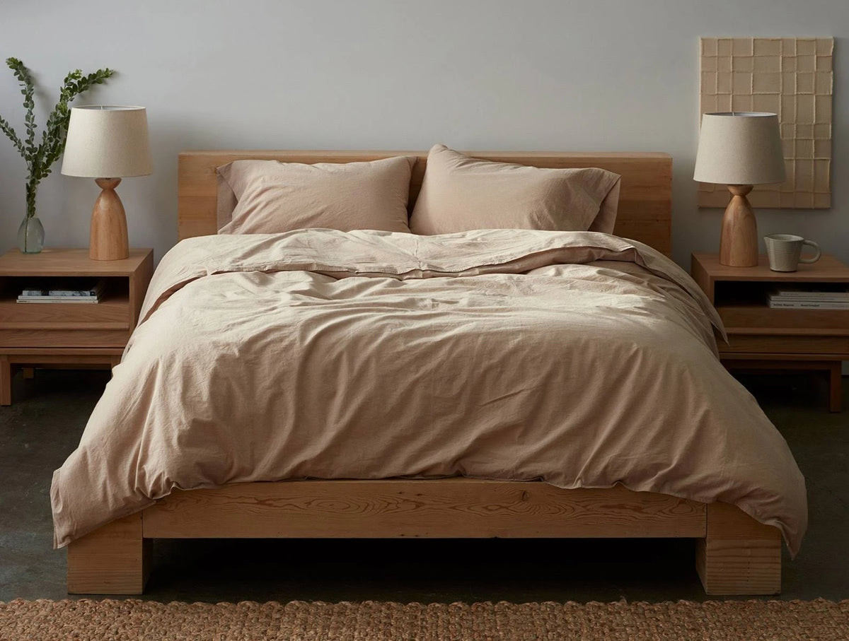 Organic Crinkled Percale Twin Duvet Cover Undyed P61396