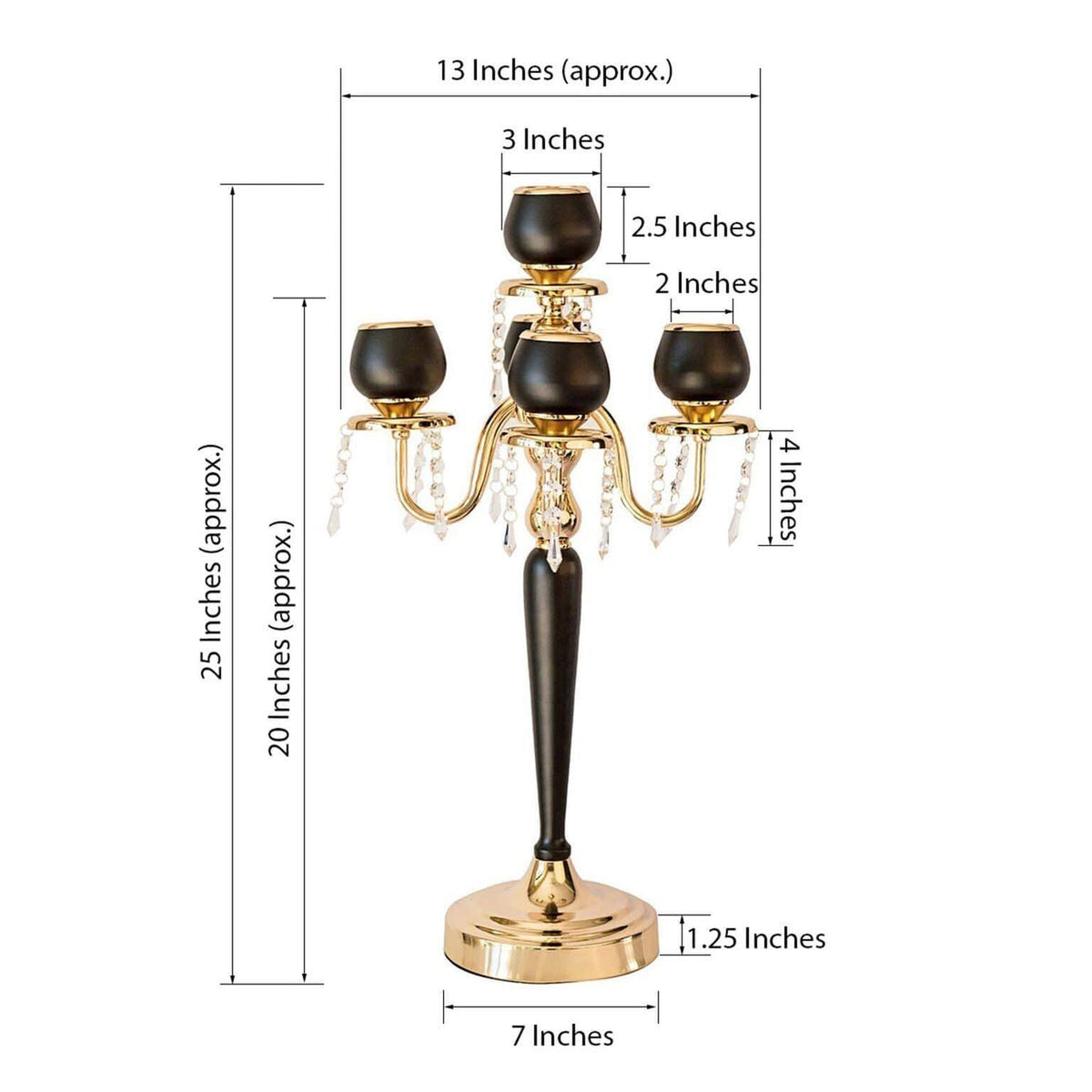 Gold and Black Metallic Candelabra Candle Holder C43417