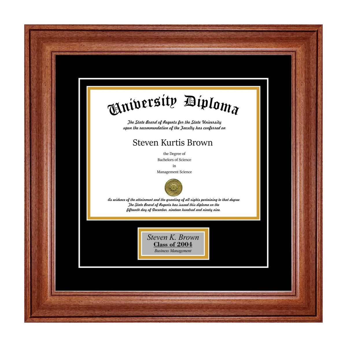 Walnut 2 inch Diploma Frame with Double Matting H897