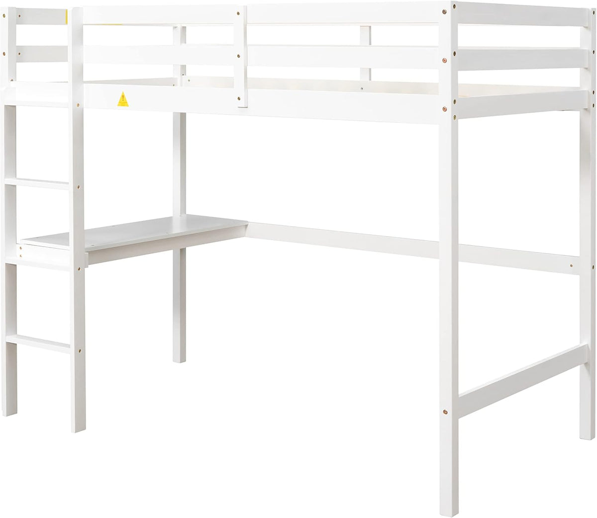 White Twin Size Loft Bed with Desk and Ladder M176177