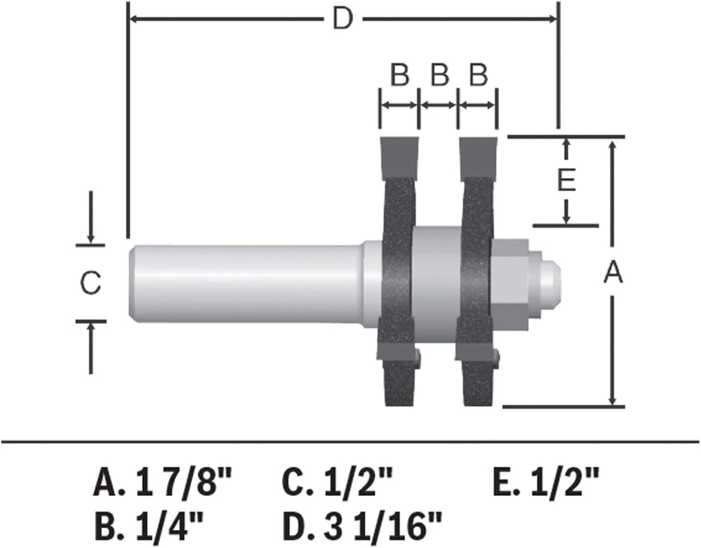 1-7/8 In. x 1/4 In. Carbide-Tipped Tongue and Groove Router Bit Pack of 2 J41727
