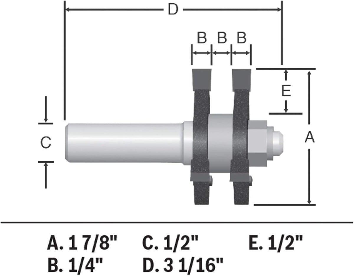 1-7/8 In. x 1/4 In. Carbide-Tipped Tongue and Groove Router Bit Pack of 2 J41727