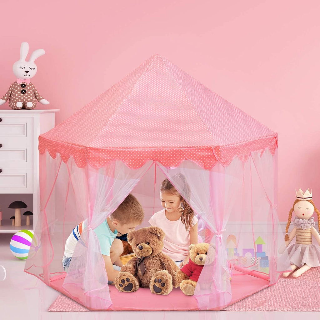 Large Kids Castle Play Tent with Star Lights M58141