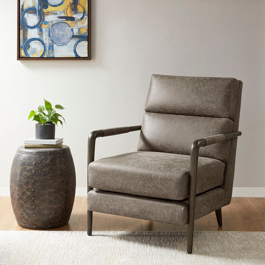 Brown Faux Leather Accent Armchair R75887