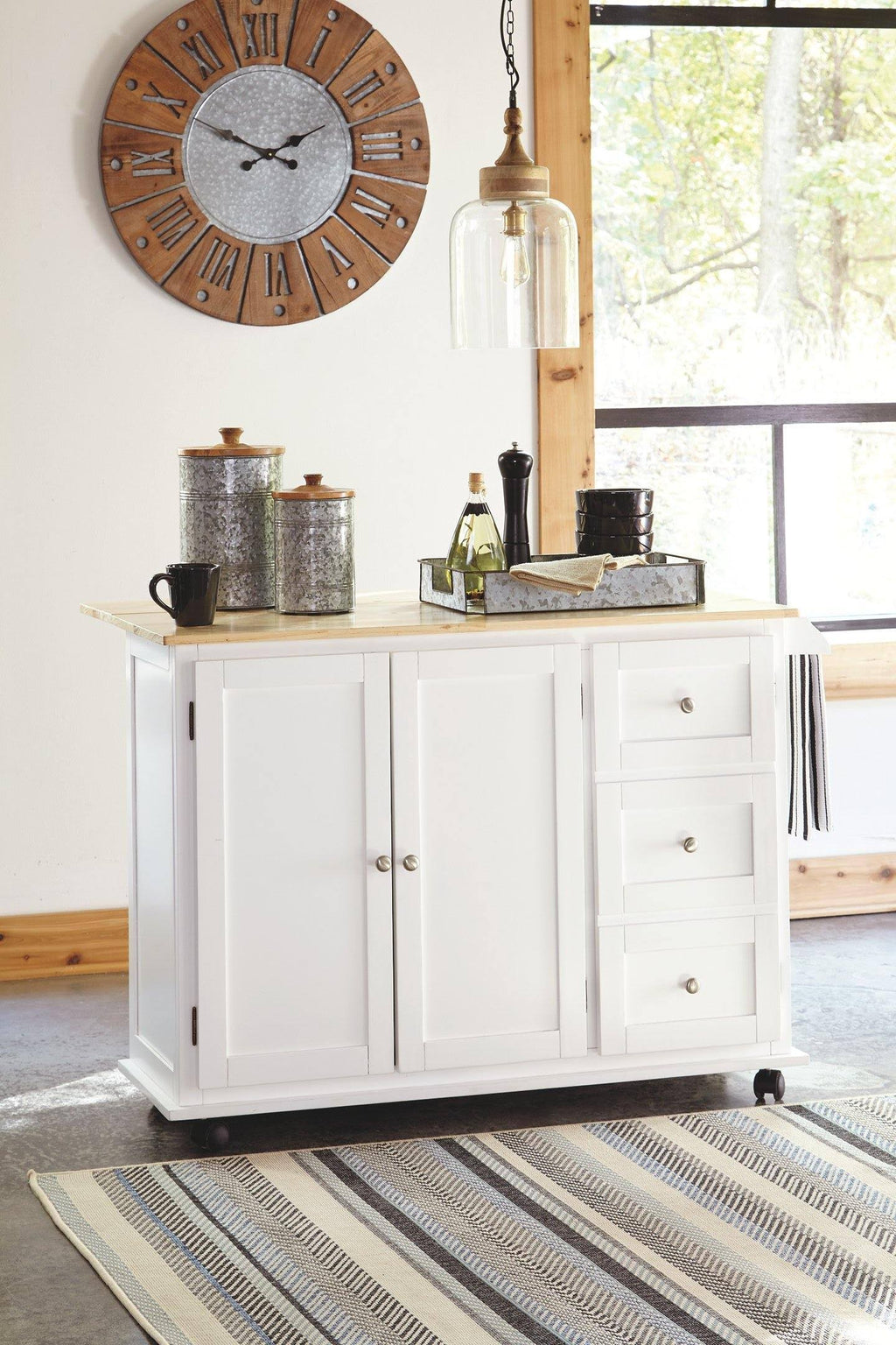 White/Light Brown Kitchen Cart H62558