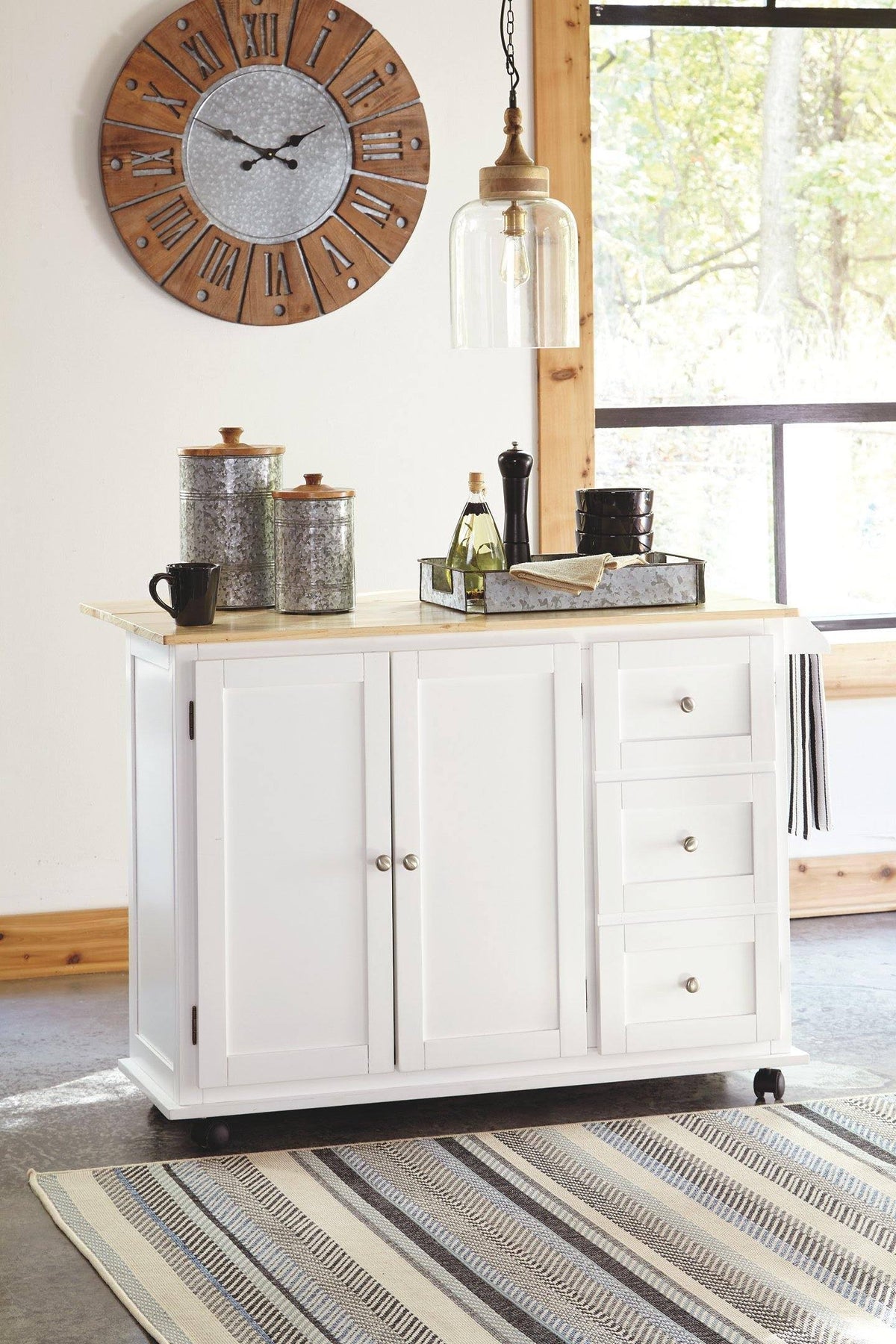 White/Light Brown Kitchen Cart H62558