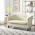 Cream Faux Leather Barrel Loveseat N496
