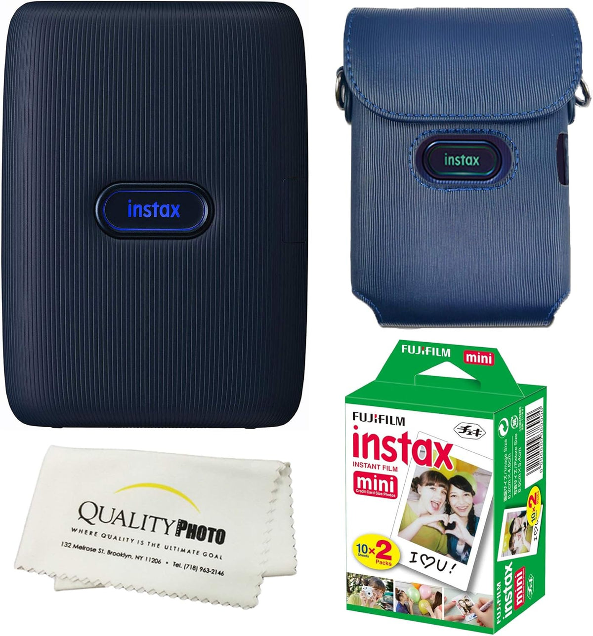 Instax Mini Link Smartphone Printer Bundle with Case and 20 Films (White) M859352