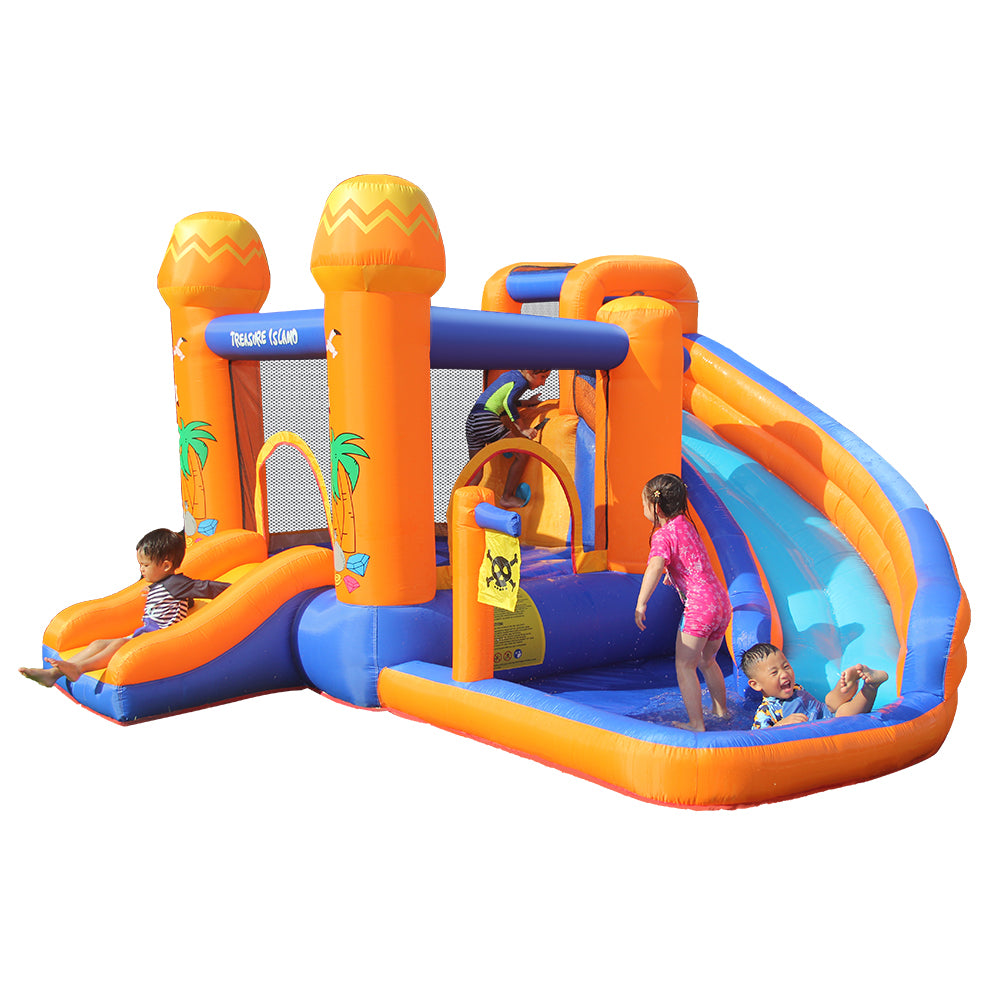 Inflatable Bounce House with 450W Blower, Stakes, Water Sprinkler, Splash Pool G9979