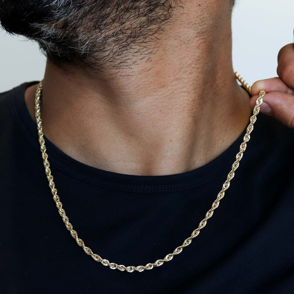 14K Solid Gold Rope Chain Necklace 4mm 16" - 24" N26577