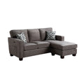 Gray Linen Fabric Sectional Sofa Chaise with USB Port K6866