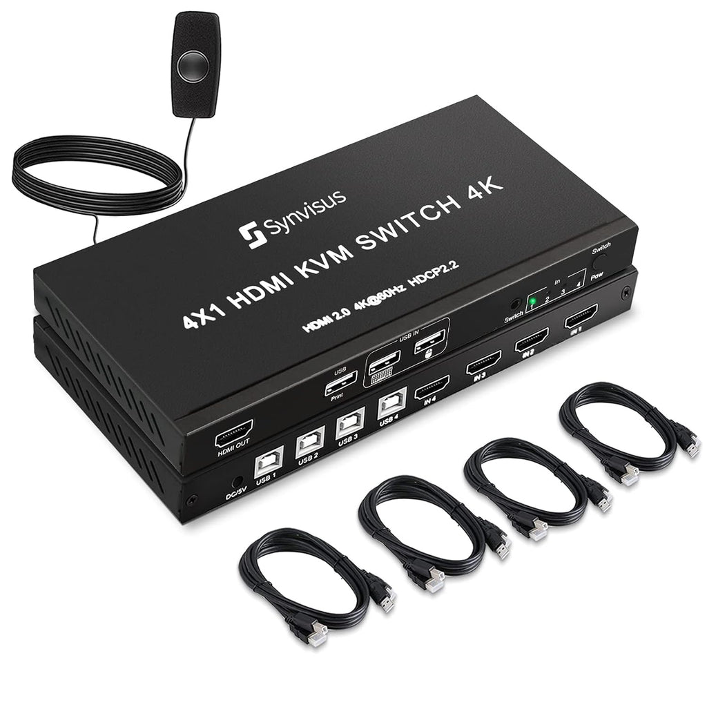 4 Port HDMI KVM Switch, 4K@60Hz, 4 in 1 Out C4095