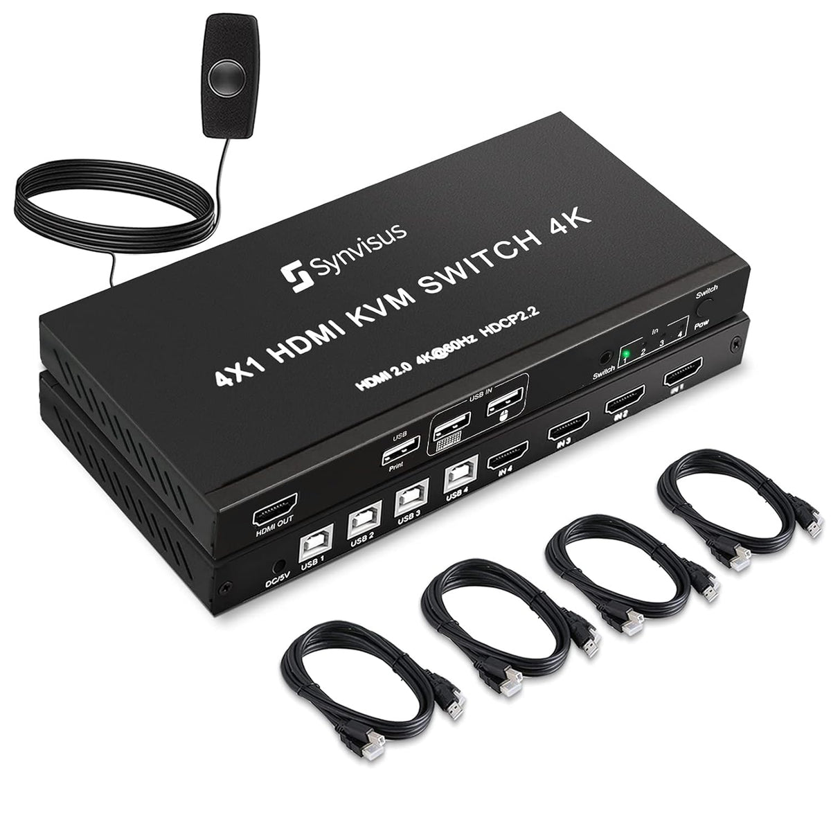 4 Port HDMI KVM Switch, 4K@60Hz, 4 in 1 Out C4095