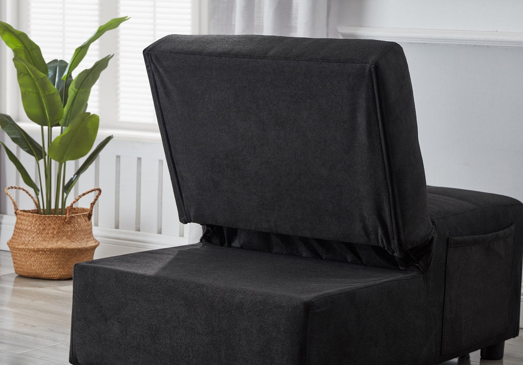 Recliner Chair Bed with Black Linen Fabric M4236