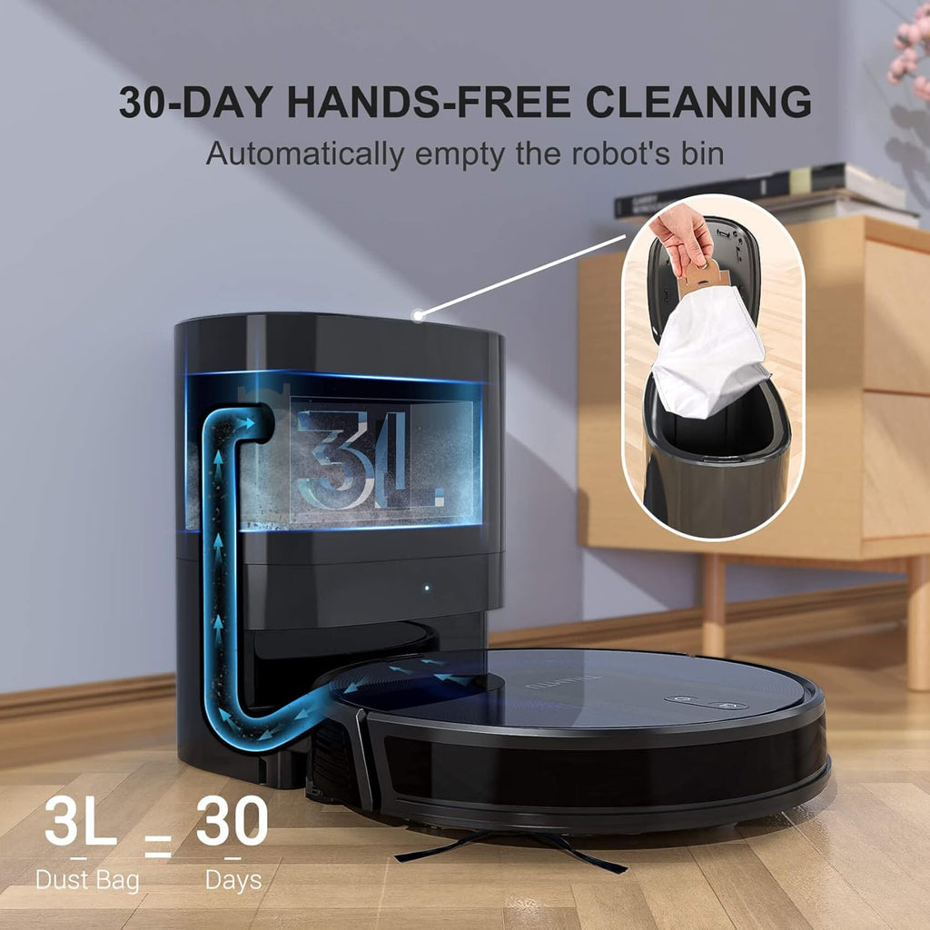 Robot Vacuum and Mop Cleaner with Auto Dirt Disposal, 3200Pa Suction J208256