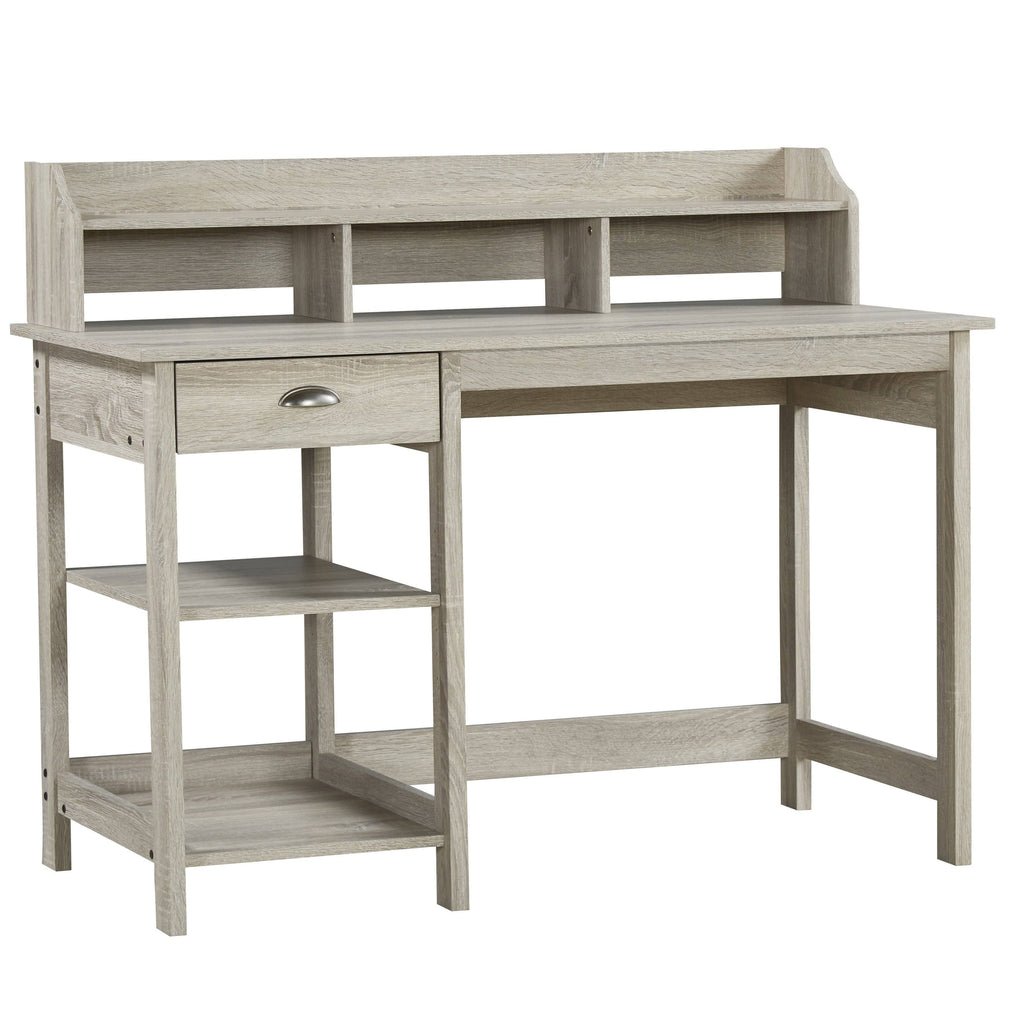 Gray Oak Writing Desk with Hutch N999