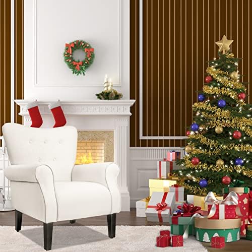 Beige Fabric High Backrest Accent Chair M77329