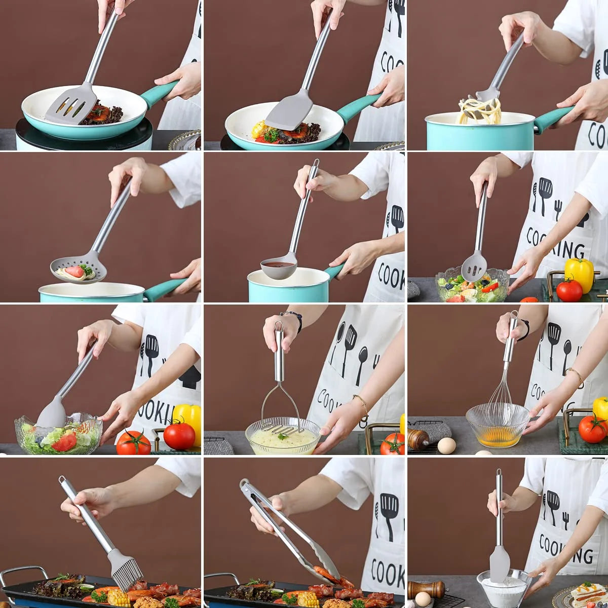 38 Pieces Silicone Kitchen Utensils Set With Stainless Steel Utensil Holder U281