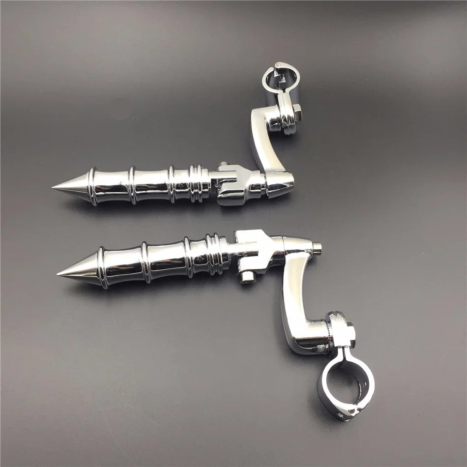 Chrome Peg Mounting Kit with Foot Peg for 1 inch 25mm Front Engine Guard Frame Tube H75865