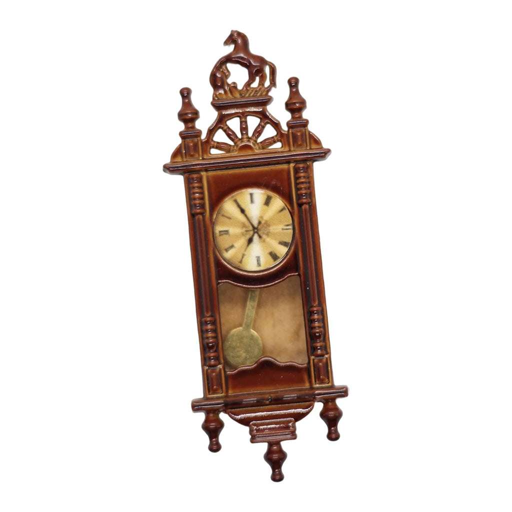 Brown Wooden Dollhouse Wall Clock Playset D68174