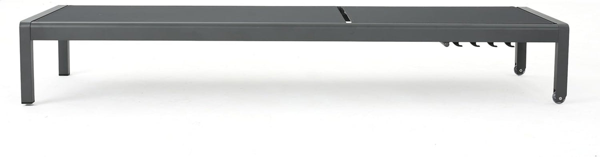 Outdoor Aluminum Chaise Lounge with Mesh Seat, Grey / Dark Grey V46039