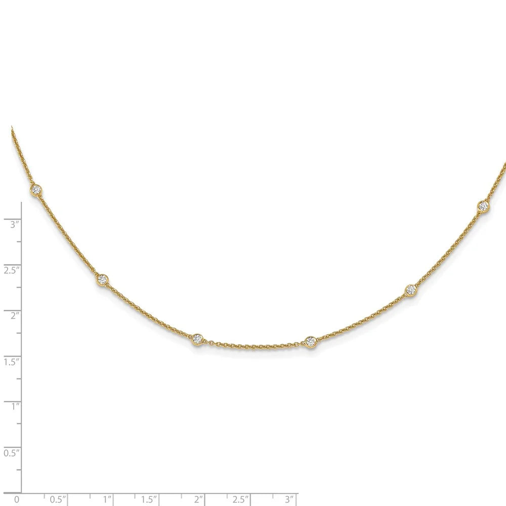 14kt Yellow Gold Diamond Station Cable Necklace 16 inch Lobster Clasp P753176