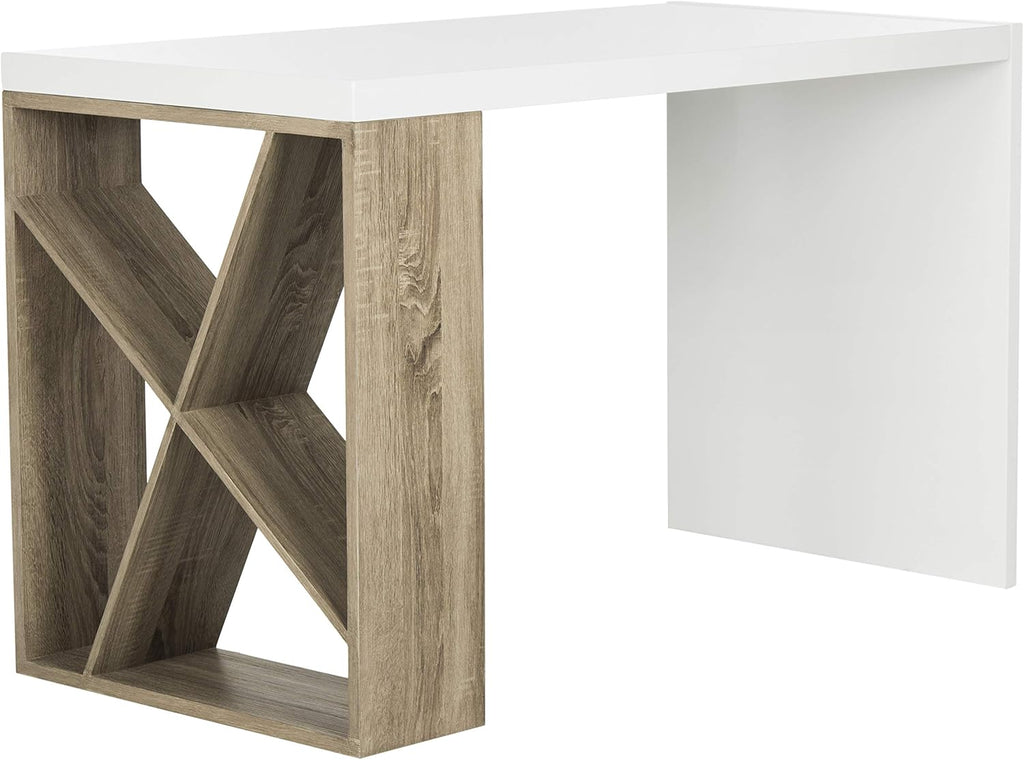 White Lacquer and Oak Desk J154