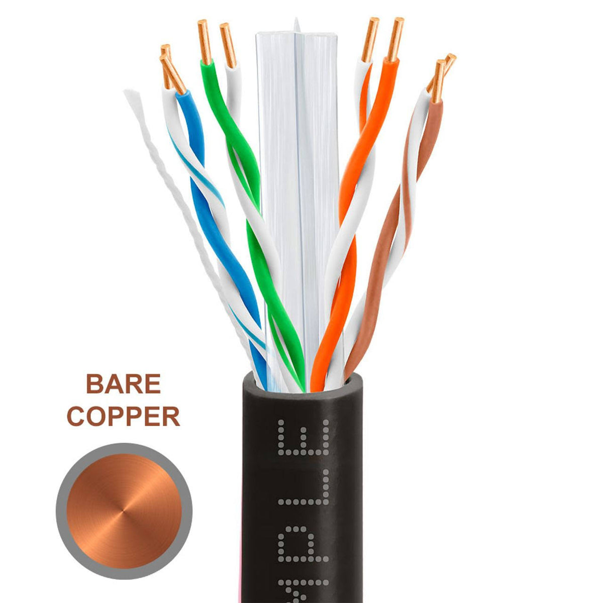 Cat6 Bulk Ethernet Cable 23AWG Bare Copper 1000 Feet Black X239