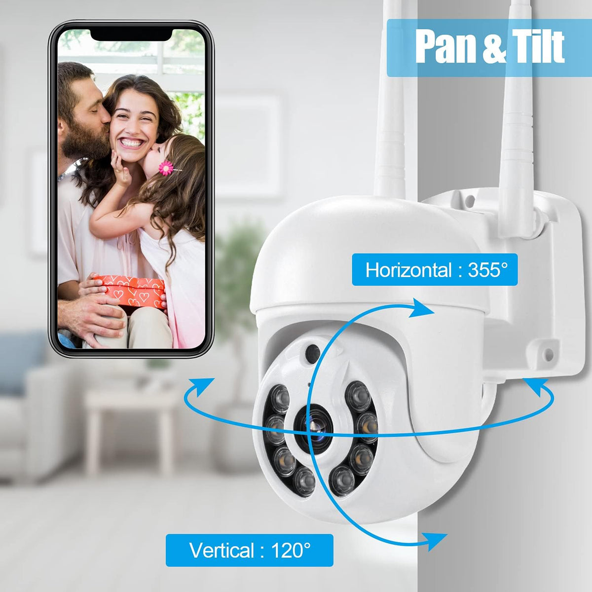2K Wireless 8CH NVR 4PCS Outdoor WiFi PT Camera with Night Vision A606752