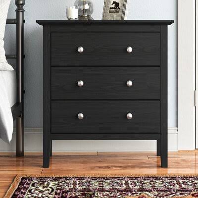3 Drawer Solid Wood Bachelor Chest in Black D141950