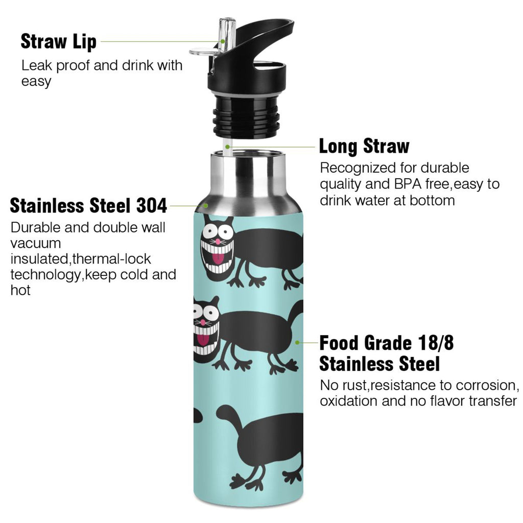 Stainless Steel Insulated Thermos Vacuum Flask Water Bottle with Straw Lid T582