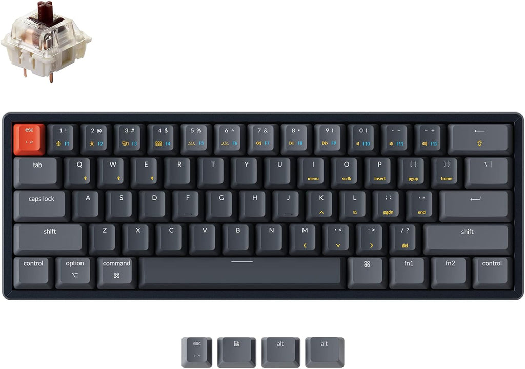 60% Bluetooth Wireless/USB Wired Mechanical Keyboard with Gateron G Pro Brown Switch, Aluminum Frame R2648