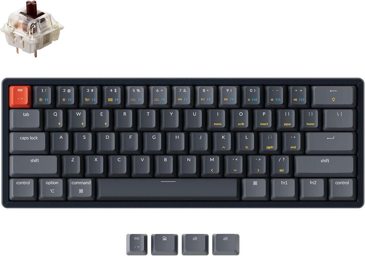 60% Bluetooth Wireless/USB Wired Mechanical Keyboard with Gateron G Pro Brown Switch, Aluminum Frame R2648