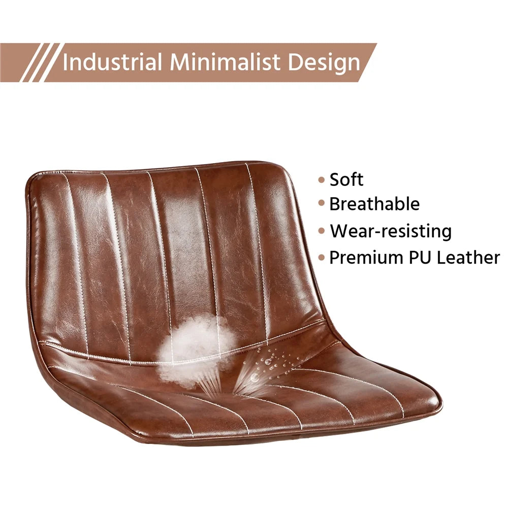 Brown PU Leather Bar Stool with Backrest, Set of 4 B1459