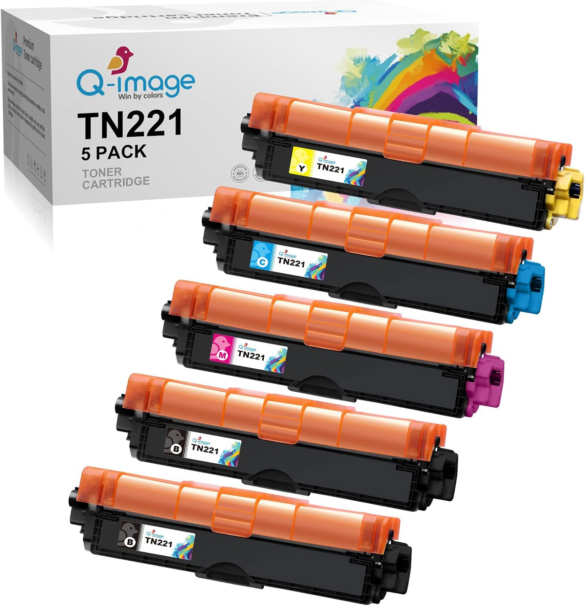 Compatible Toner Cartridge 5-Pack for Brother TN221 TN225 (2 Black, 1 Cyan, 1 Magenta, 1 Yellow) C724