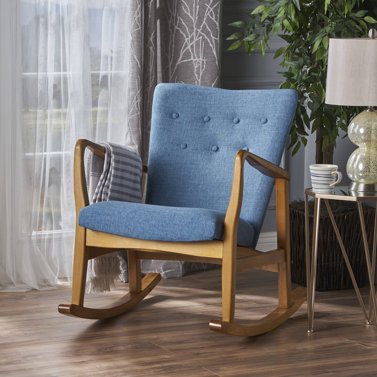 Grey Fabric Rocking Chair U382